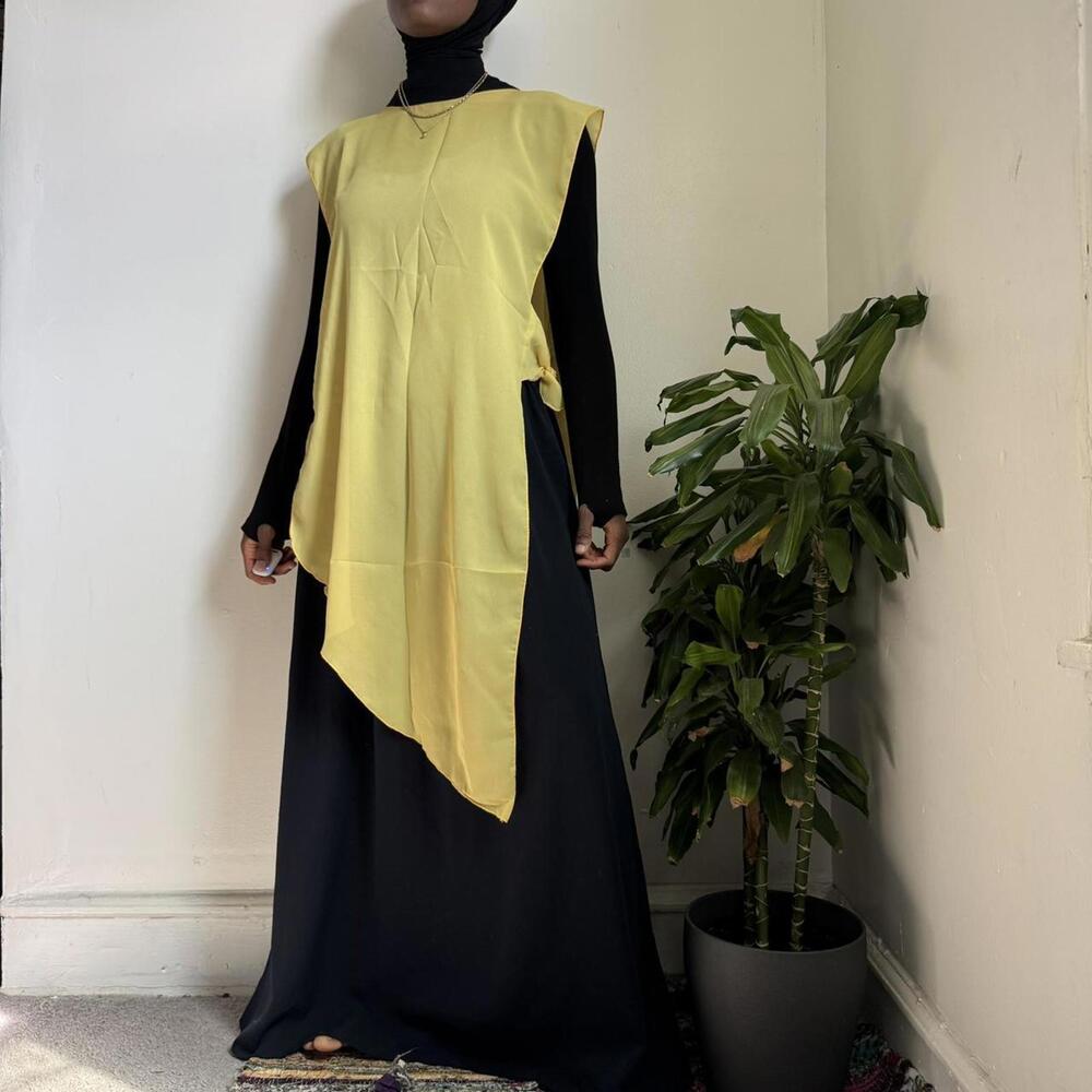 Vintage avant-garde asymmetrical citron tabard vest dress one like - Picture 2 of 4